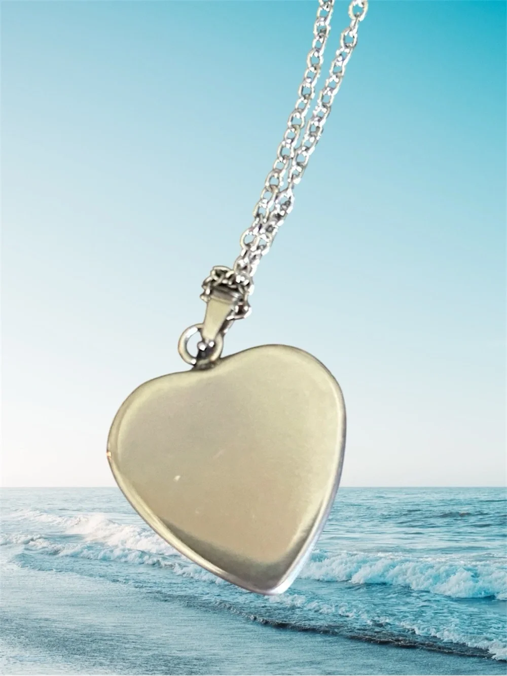Summer Heart Beach Ocean Design Silver Necklace and Teardrop Dangle Earrings New